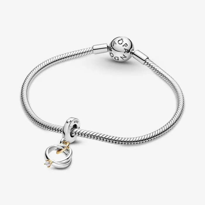 Dangle Charms Women Pandora 14k Gold Twotone Wedding Rings Dangle Charm