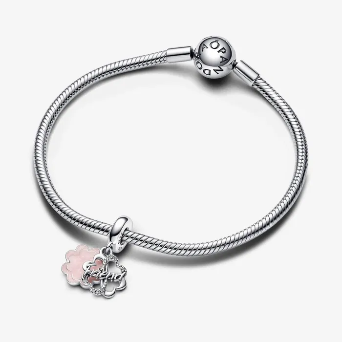 Dangle Charms Women Pandora Fourleaf Clover Friendship Double Dangle Charm