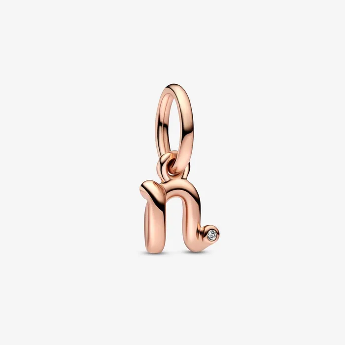 Dangle Charms Women Pandora Letter N Script Alphabet Dangle Charm