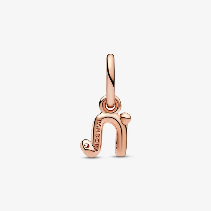 Dangle Charms Women Pandora Letter N Script Alphabet Dangle Charm