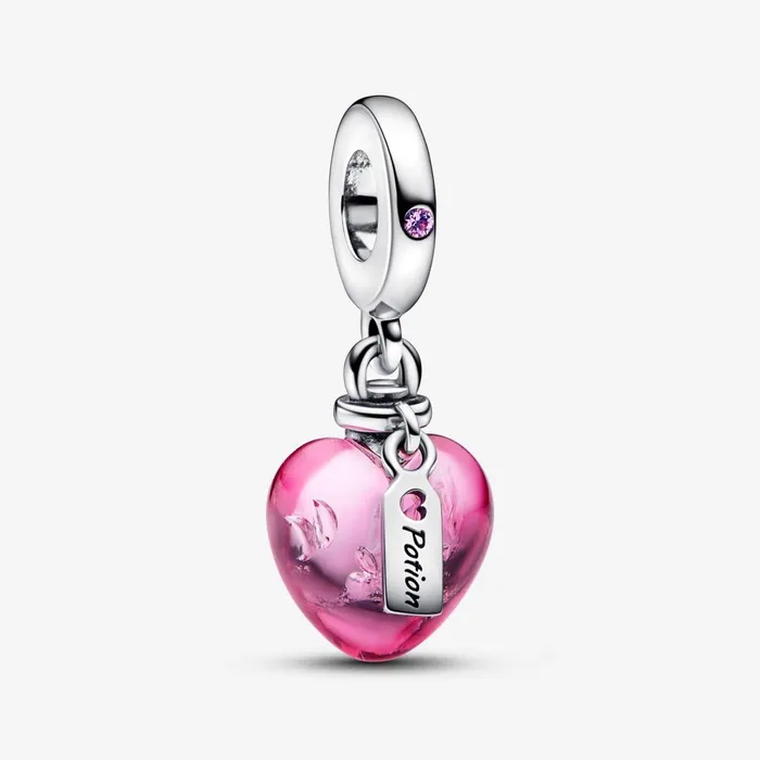 Dangle Charms Women Pandora Love Potion Murano Glass Heart Dangle Charm