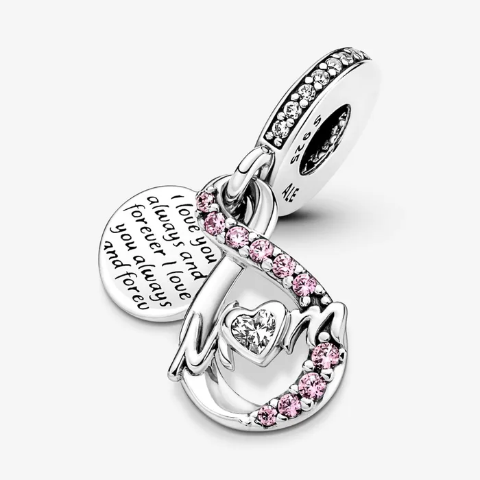 Dangle Charms Women Pandora Mum Infinity Pav Double Dangle Charm