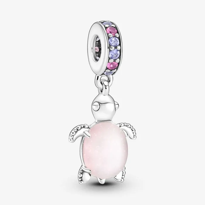 Dangle Charms Women Pandora Murano Glass Pink Sea Turtle Dangle Charm Pink
