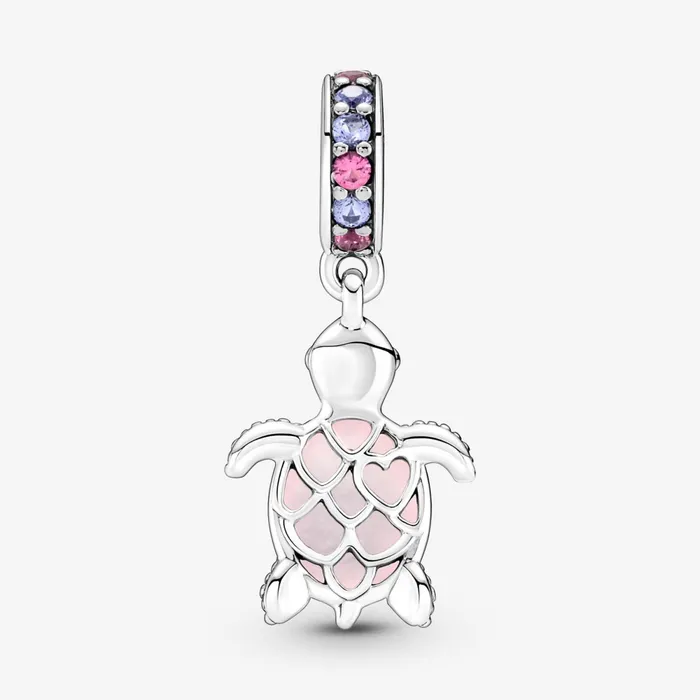 Dangle Charms Women Pandora Murano Glass Pink Sea Turtle Dangle Charm Pink