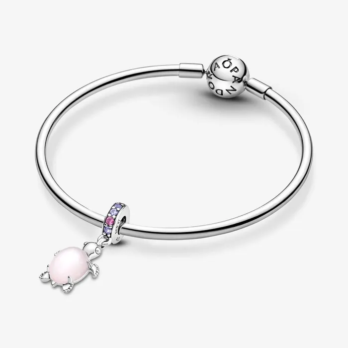 Dangle Charms Women Pandora Murano Glass Pink Sea Turtle Dangle Charm Pink