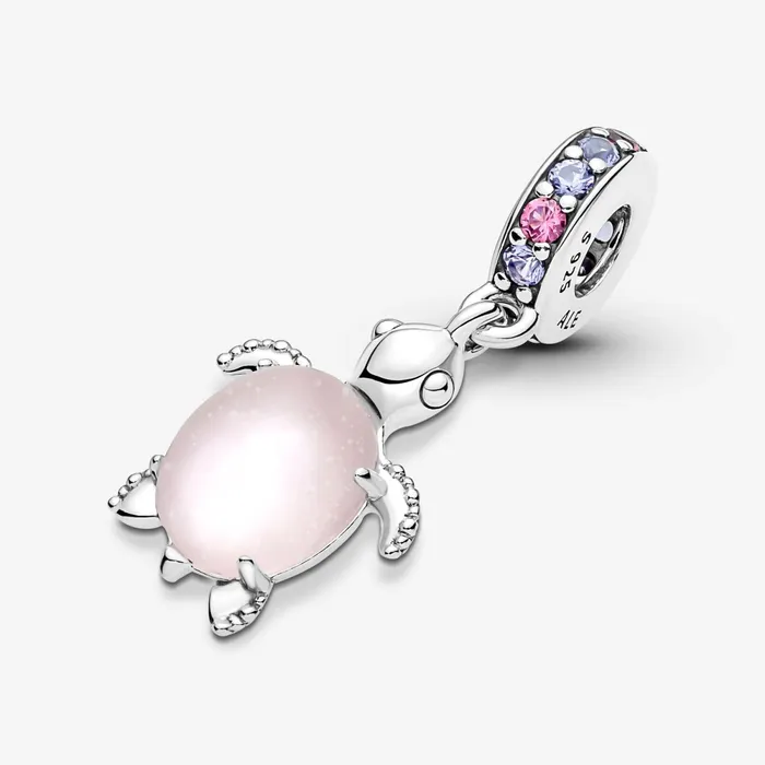 Dangle Charms Women Pandora Murano Glass Pink Sea Turtle Dangle Charm Pink