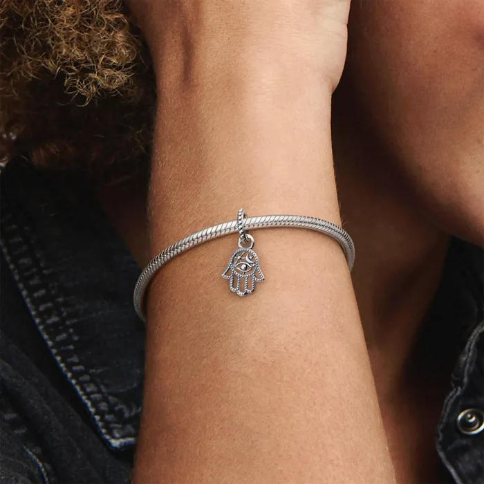 Dangle Charms Women Pandora Protective Hamsa Hand Dangle Charm Sterling Silver