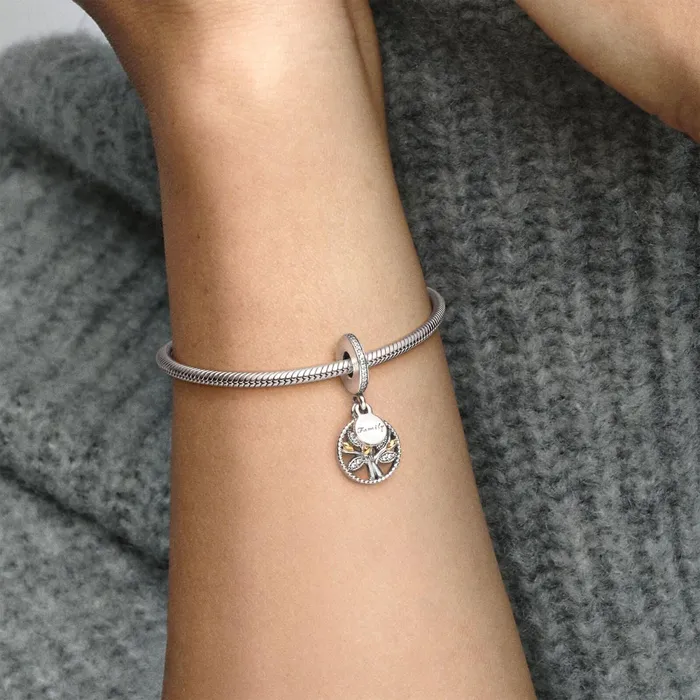 Dangle Charms Women Pandora Sparkling Family Tree Dangle Charm Twotone
