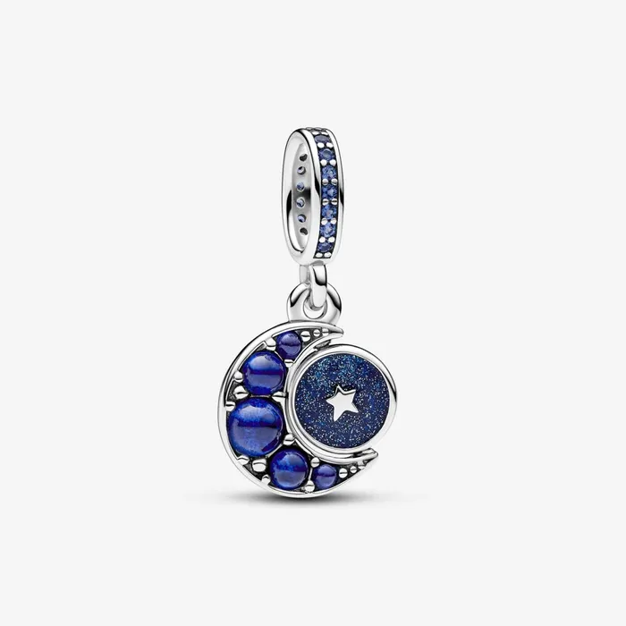 Dangle Charms Women Pandora Sparkling Moon Spinning Dangle Charm