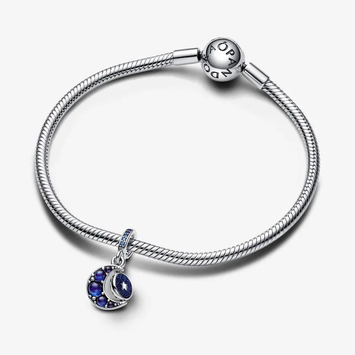 Dangle Charms Women Pandora Sparkling Moon Spinning Dangle Charm