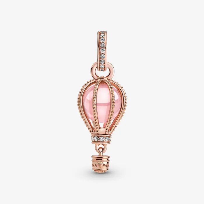 Dangle Charms Women Pandora Sparkling Pink Hot Air Balloon Dangle Charm