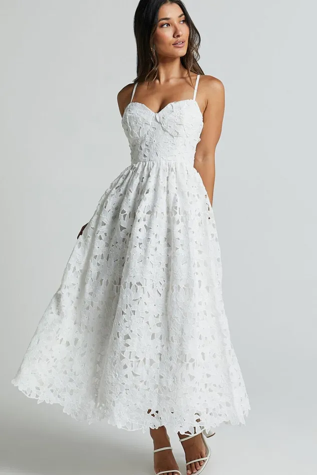 Deborah Midi Dress 8211 Strappy Sweetheart Neck Corset Lace Dress In White Women Showpo Curve Clothes Deborah Midi Dress 8211 Strappy Sweetheart Neck Corset Lace Dress In White Women Showpo Curve Clothes