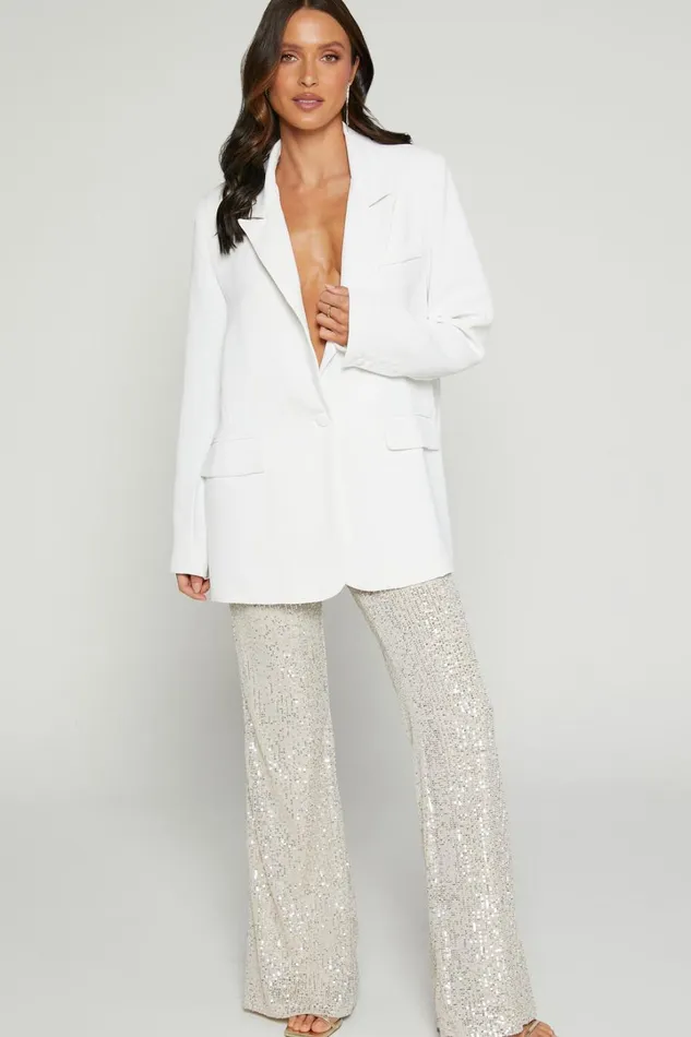Deliza Pants 8211 Mid Waisted Sequin Flare Pants In Champagne Women Showpo Curve Clothes