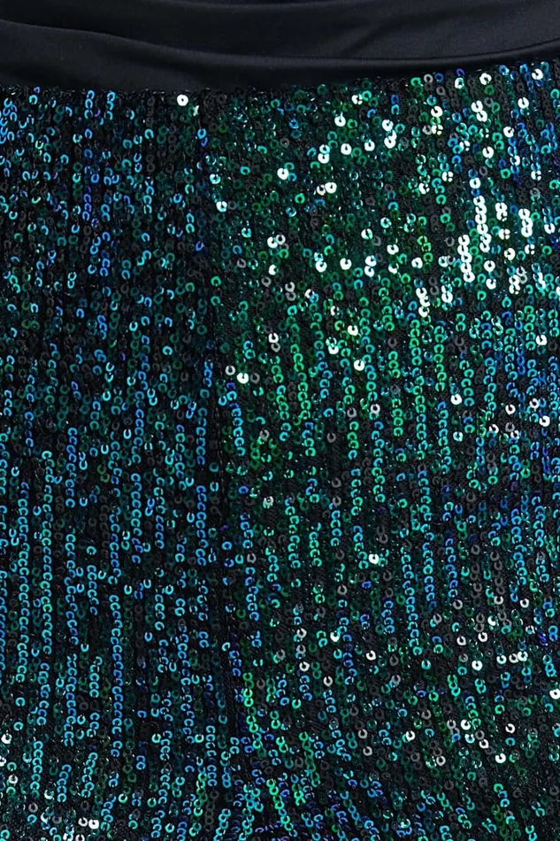 Deliza Pants 8211 Mid Waisted Sequin Flare Pants In Mermaid Teal Women Showpo Pants