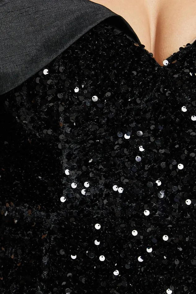 Delphine Mini Dress 8211 Off Shoulder Sequin Bodycon Dress In Black Women Showpo Curve Clothes