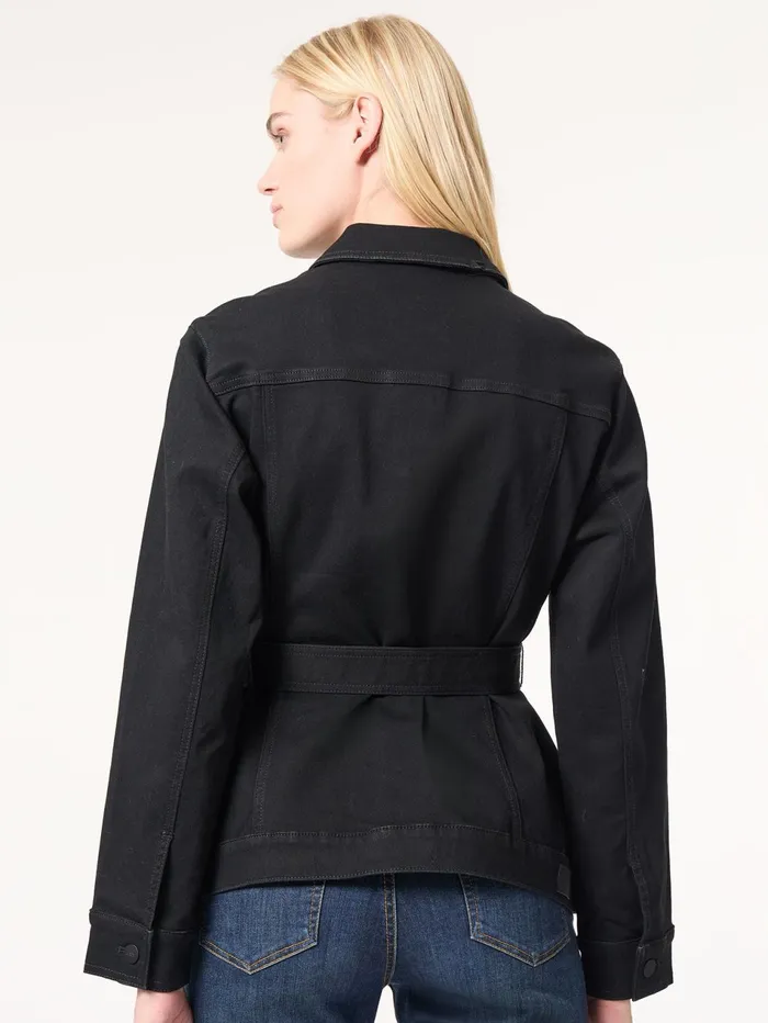 Denim Belted ButtonFront Jacket Onyx Wash Women Jones New York Denim Jackets Denim Belted ButtonFront Jacket Onyx Wash Women Jones New York Denim Jackets