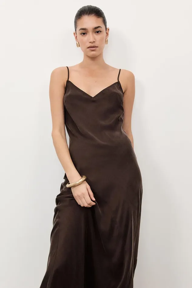 DISSH Event Dresses COLETTE BITTER CHOC SILK DRESS 8211 Women