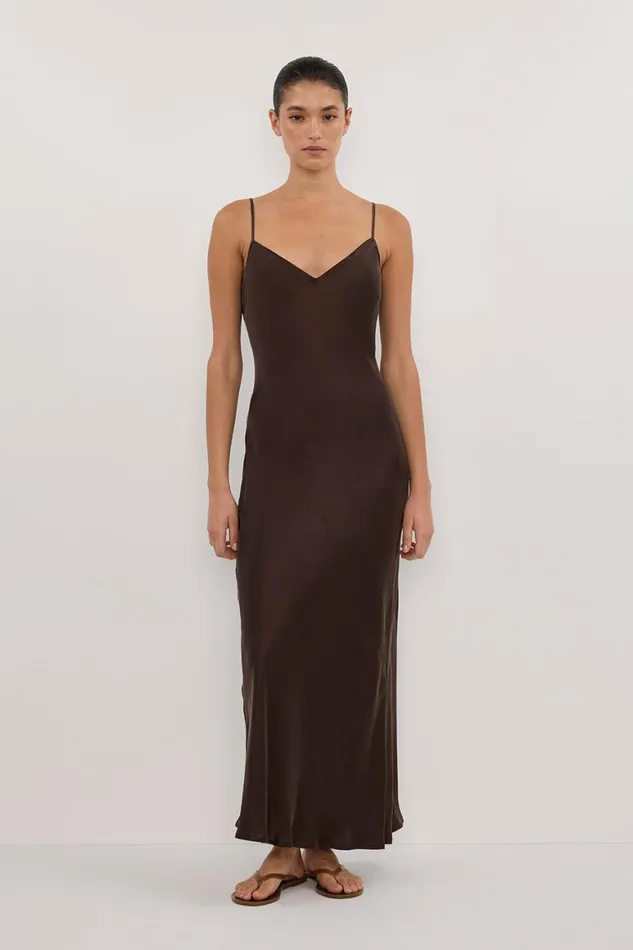 DISSH Event Dresses COLETTE BITTER CHOC SILK DRESS 8211 Women