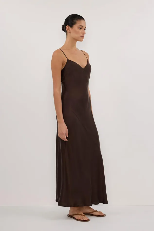 DISSH Event Dresses COLETTE BITTER CHOC SILK DRESS 8211 Women