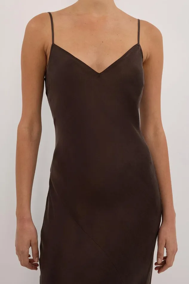 DISSH Event Dresses COLETTE BITTER CHOC SILK DRESS 8211 Women