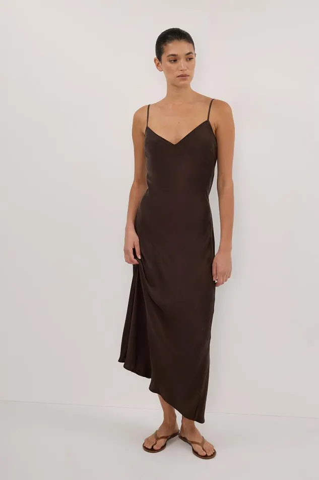 DISSH Event Dresses COLETTE BITTER CHOC SILK DRESS 8211 Women