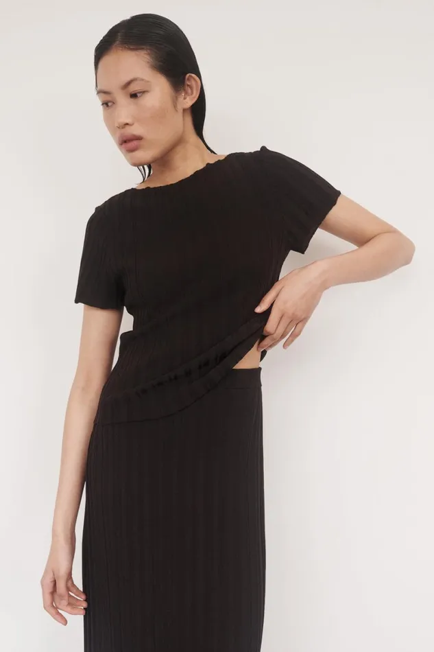DISSH Knitted SYLVIA BITTER CHOC CAP SLEEVE TOP 8211 Women