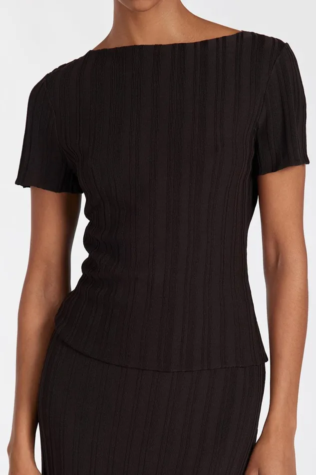 DISSH Knitted SYLVIA BITTER CHOC CAP SLEEVE TOP 8211 Women