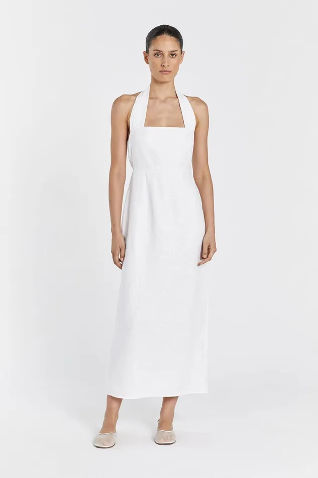 DISSH Linen Dresses LEO WHITE HALTER LINEN MIDI DRESS 8211 Women