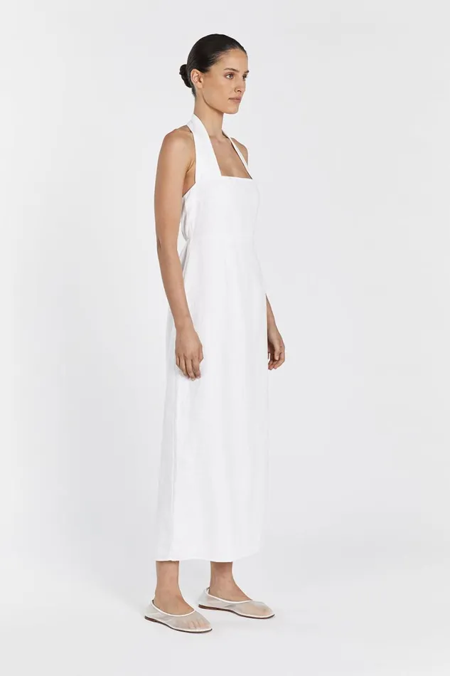 DISSH Linen Dresses LEO WHITE HALTER LINEN MIDI DRESS 8211 Women