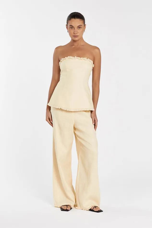 DISSH Pants ZAHARA LEMON LINEN FRINGED PANT 8211 Women