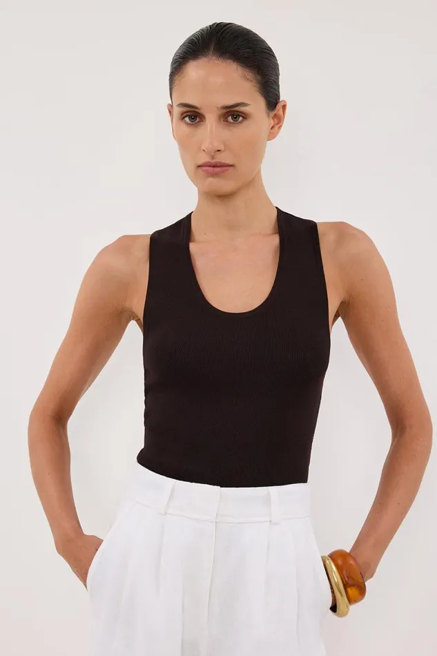 DISSH Tanks DEVIN BITTER CHOC RACER KNIT TANK 8211 Women