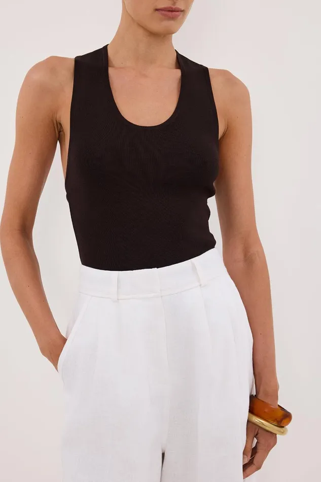 DISSH Tanks DEVIN BITTER CHOC RACER KNIT TANK 8211 Women