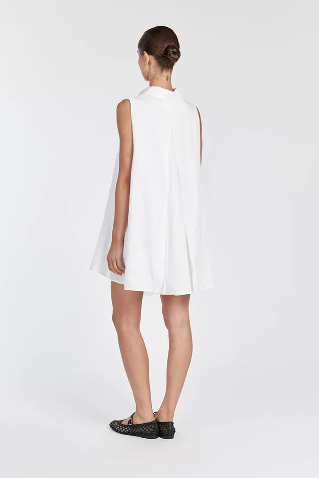 DISSH White Dresses MARC WHITE LINEN SLEEVELESS DRESS 8211 Women