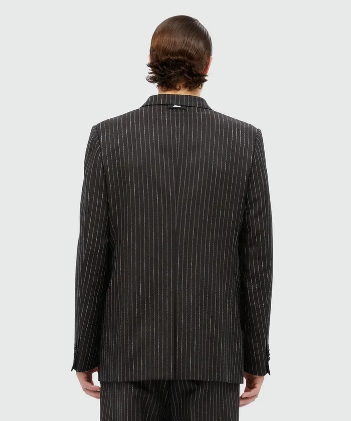 DoubleBreasted Jacket In Pinstriped Wool Men MSGM Jackets Coats And Blazers