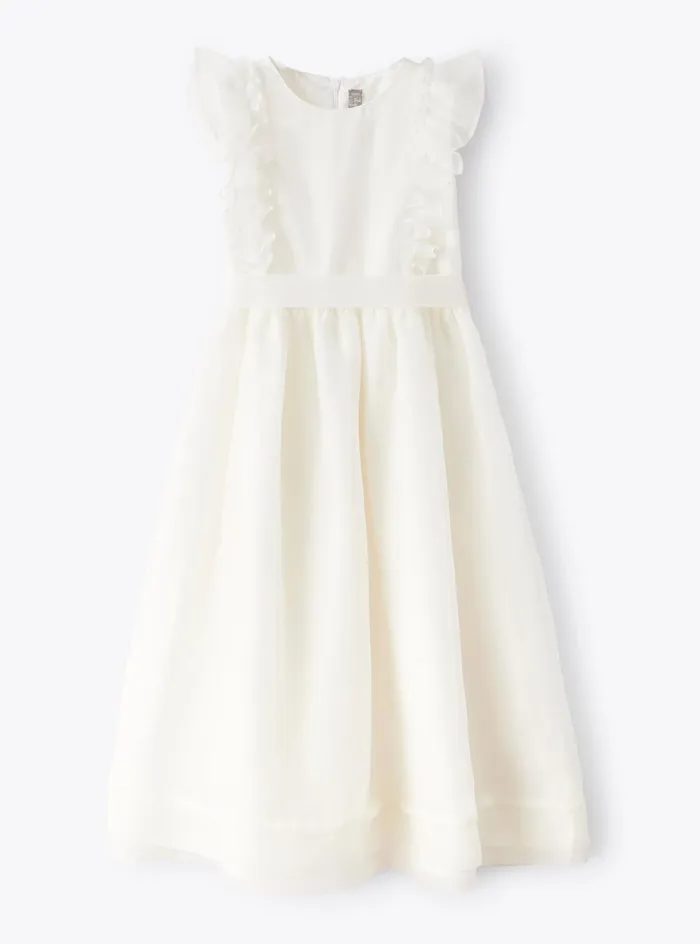 Dresses Girl 216 Il Gufo Organza Dress With Ruffle Detail