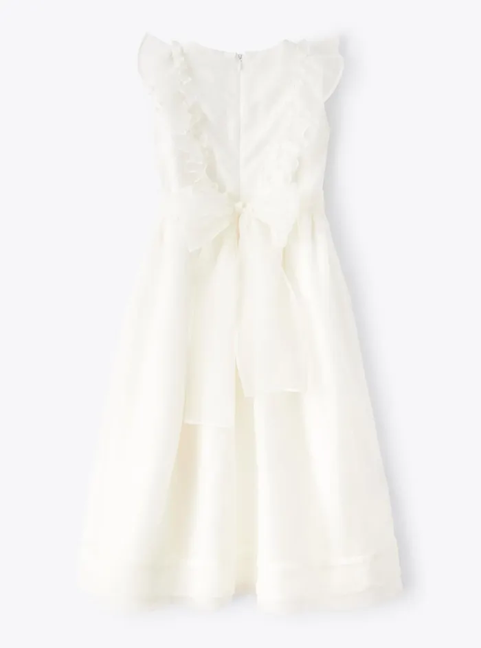 Dresses Girl 216 Il Gufo Organza Dress With Ruffle Detail