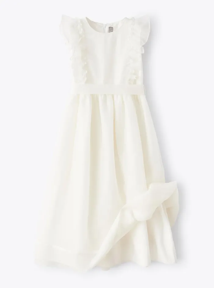 Dresses Girl 216 Il Gufo Organza Dress With Ruffle Detail
