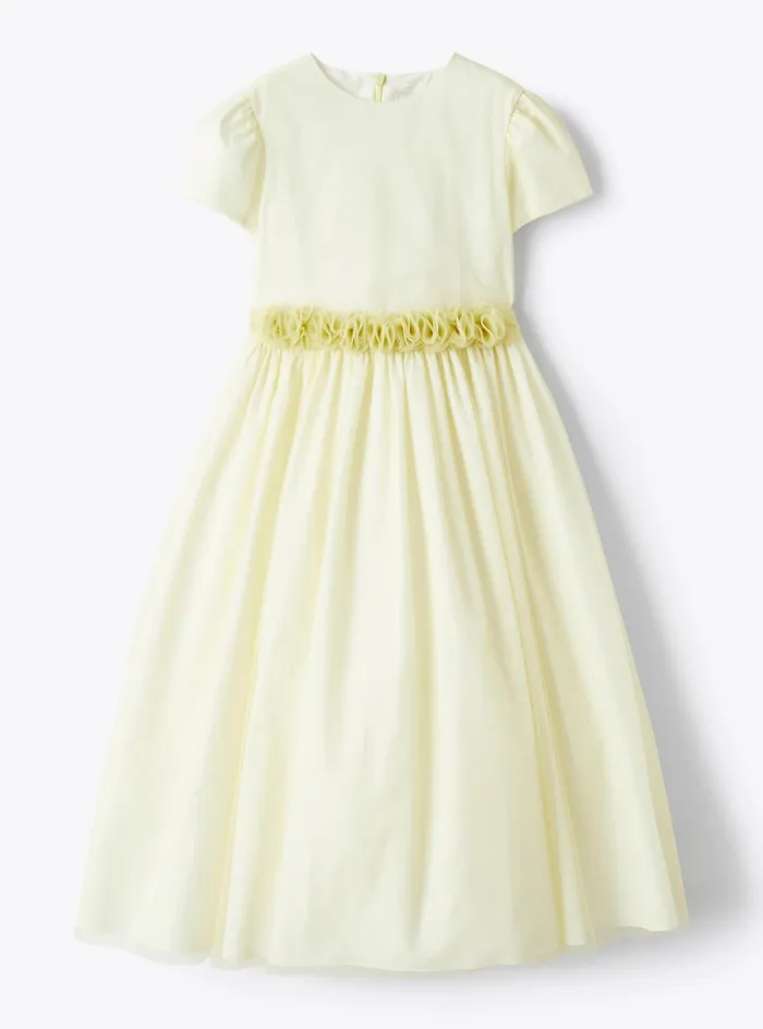 Dresses Girl 216 Il Gufo Tulle Dress With Rawcut Belt In Yellow