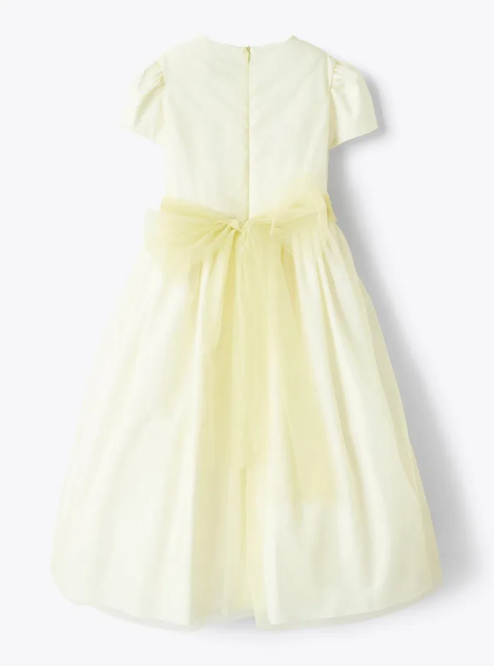 Dresses Girl 216 Il Gufo Tulle Dress With Rawcut Belt In Yellow