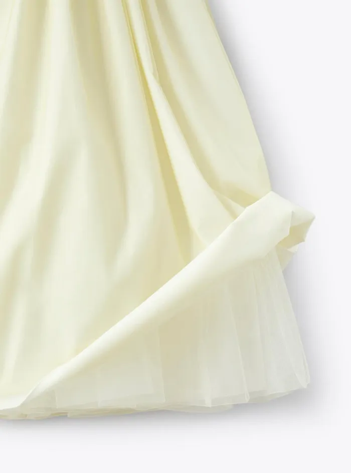 Dresses Girl 216 Il Gufo Tulle Dress With Rawcut Belt In Yellow