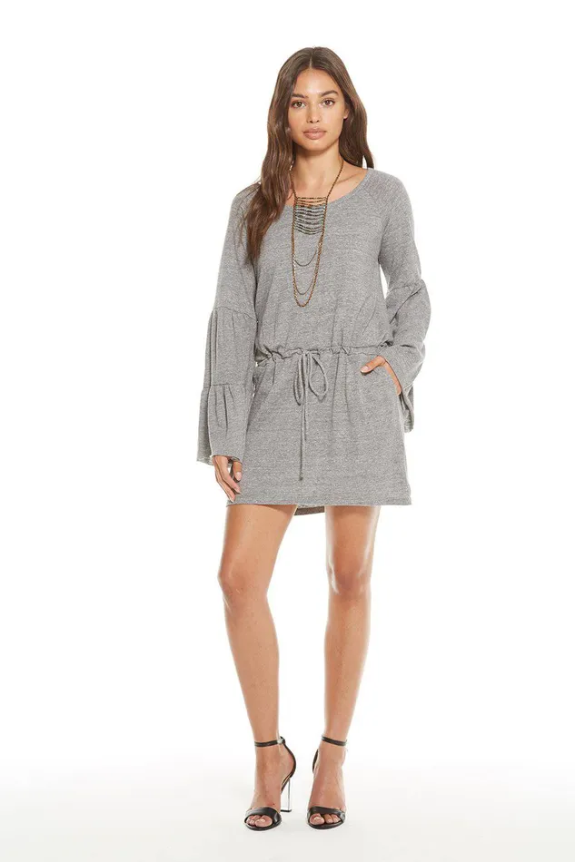 Dresses Womens VINTAGE TRIBLEND JERSEY SHIRRED PEPLUM SLEEVE DRAWSTRING MINI Chaser Brand