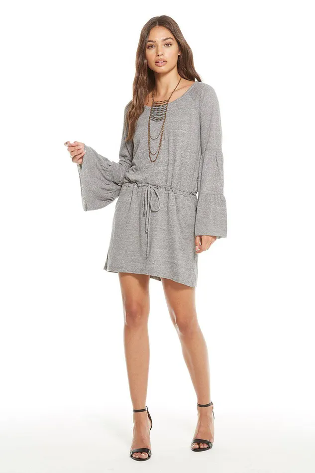 Dresses Womens VINTAGE TRIBLEND JERSEY SHIRRED PEPLUM SLEEVE DRAWSTRING MINI Chaser Brand