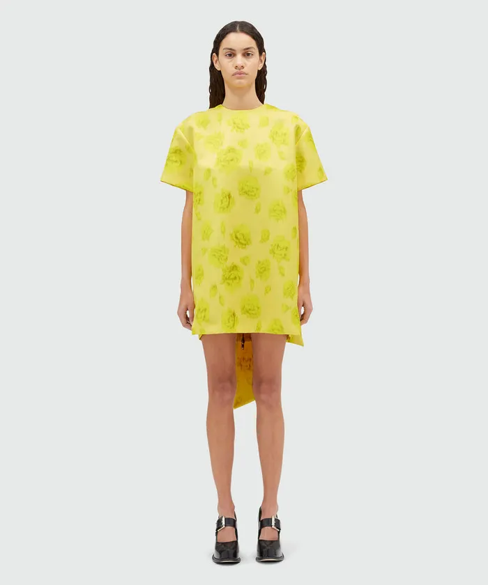 Duchesse Short Dress With Sash And Rose Print Women MSGM Dresses