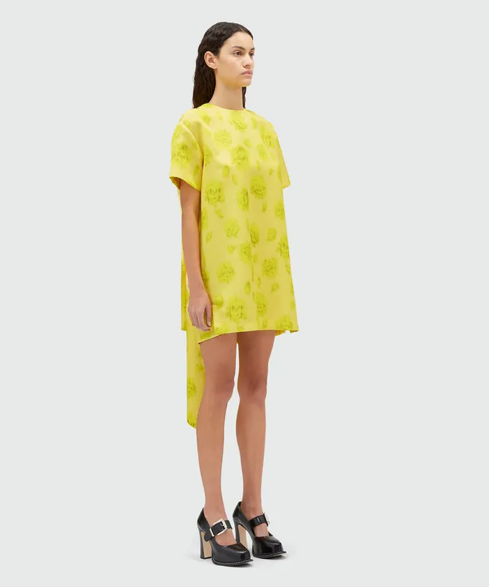 Duchesse Short Dress With Sash And Rose Print Women MSGM Dresses