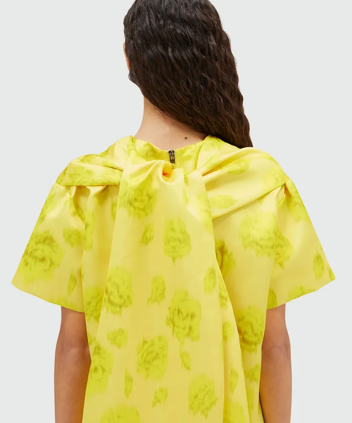 Duchesse Short Dress With Sash And Rose Print Women MSGM Dresses