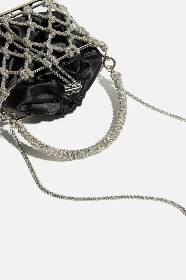 Dynamite Bags Women Gem Rope Bucket Bag Gray