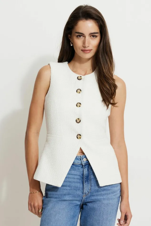 Dynamite Blazers and Vests Women Emery Flyaway Vest White