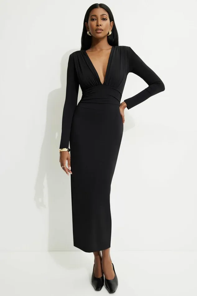 Dynamite Dresses and Jumpsuits Women Deep V Maxi Dress Black