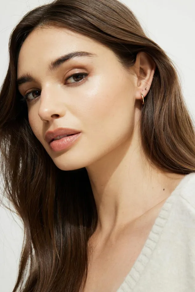 Dynamite Earrings Women 3Pack Delicate Linear Hoop Earrings White