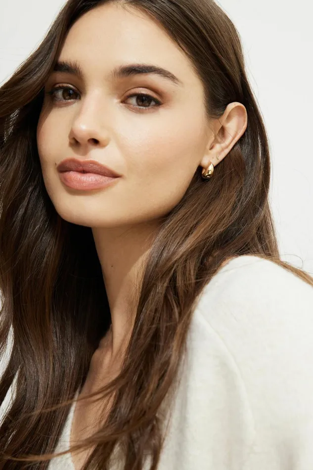 Dynamite Earrings Women 3Pack Delicate Linear Hoop Earrings White
